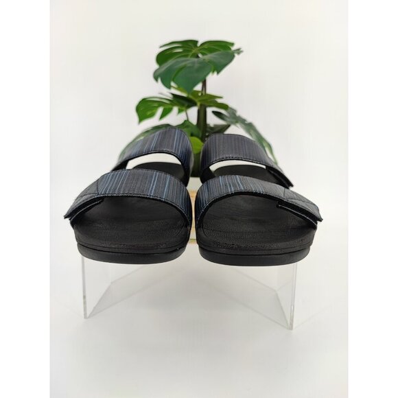 Fitflop Women's MIna Black Textured Glitz Slide Sandals Size 10 US - Picture 2 of 8